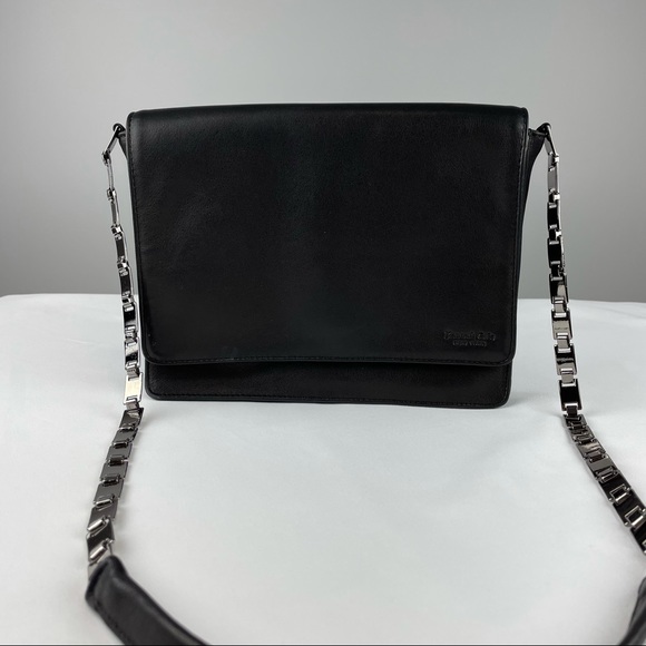 Kenneth Cole cowhide leather bag black chain strap - Picture 2 of 5
